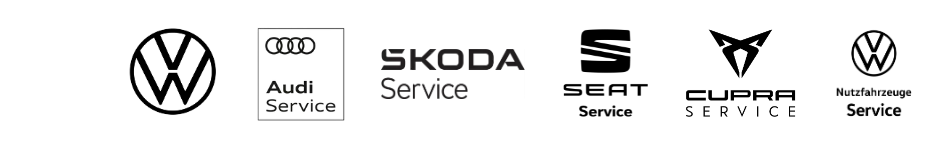 Volkswagen Logo, Audi Service Logo, Skoda Service Logo, Seat Service Logo, Cupra Service Logo, Volkswagen Nutzfahrzeug Service Logo