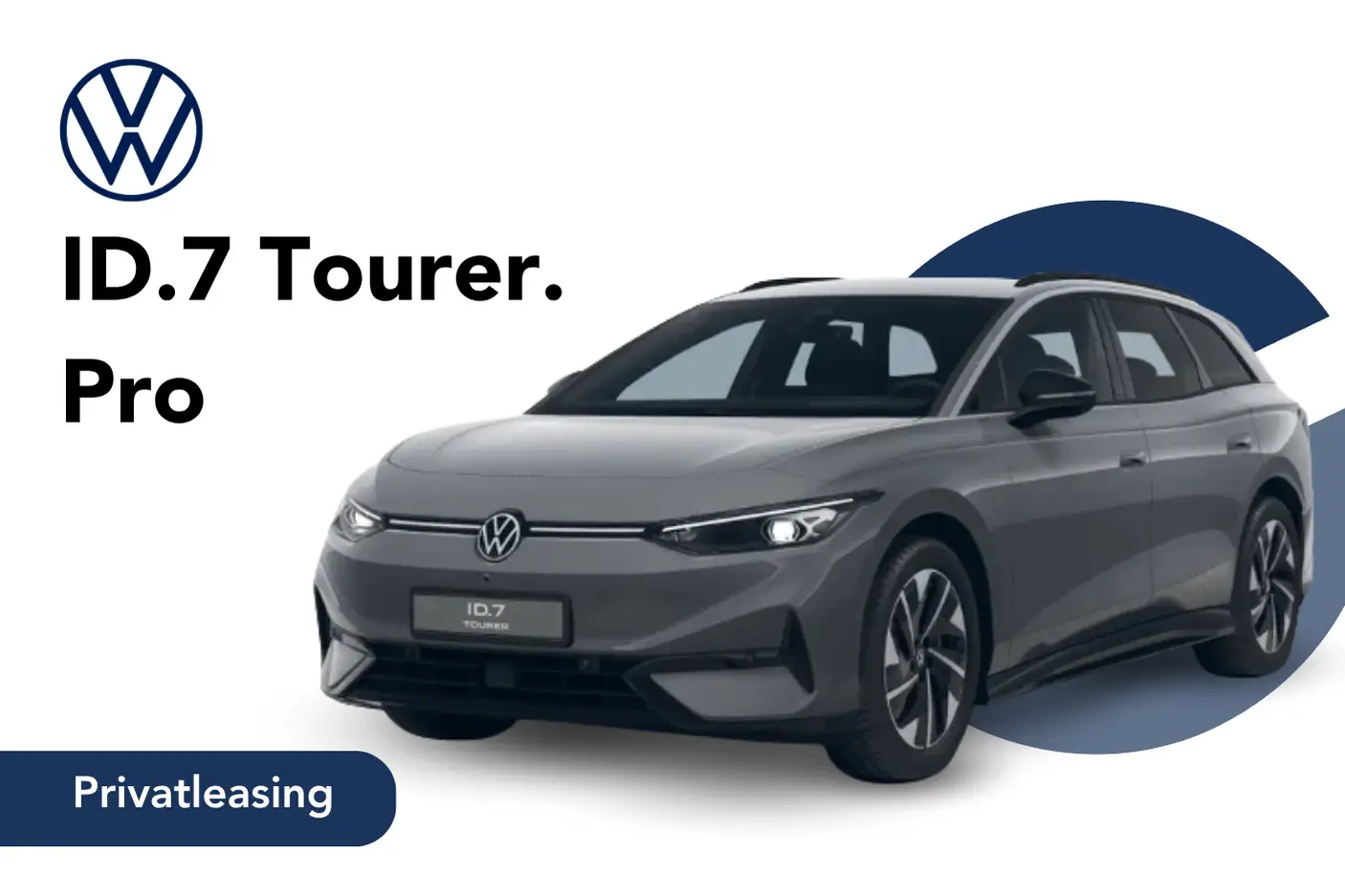 ID.7 Tourer. Pro in grau Frontansicht Angebotsbild Privatleasing