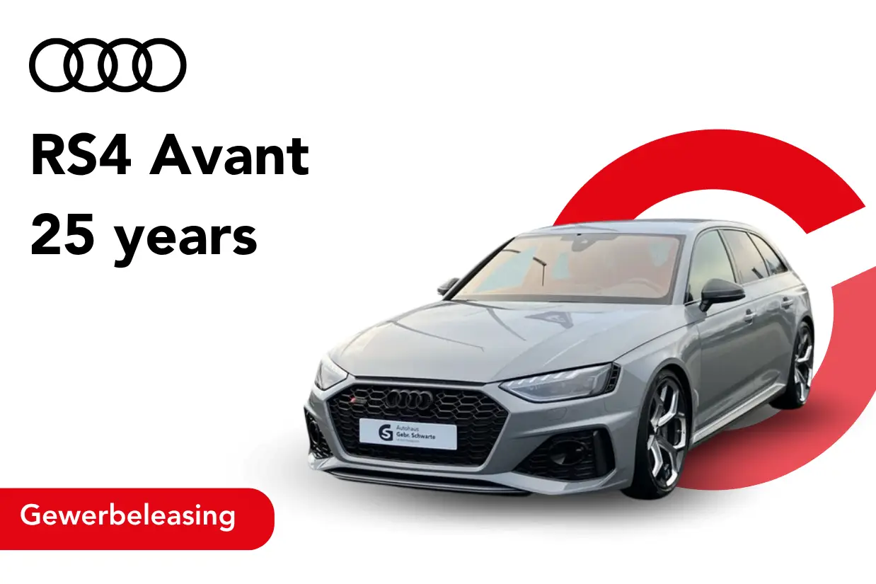 Audi RS4 edition 25 years in grau von vorne - Angebotsbild Gewerbeleasing