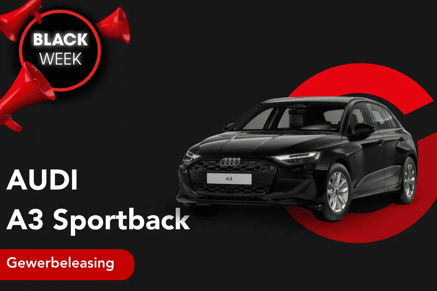 Angebotsbild zur Black Week für einen Audi A3 Sportback Gewerbeleasing