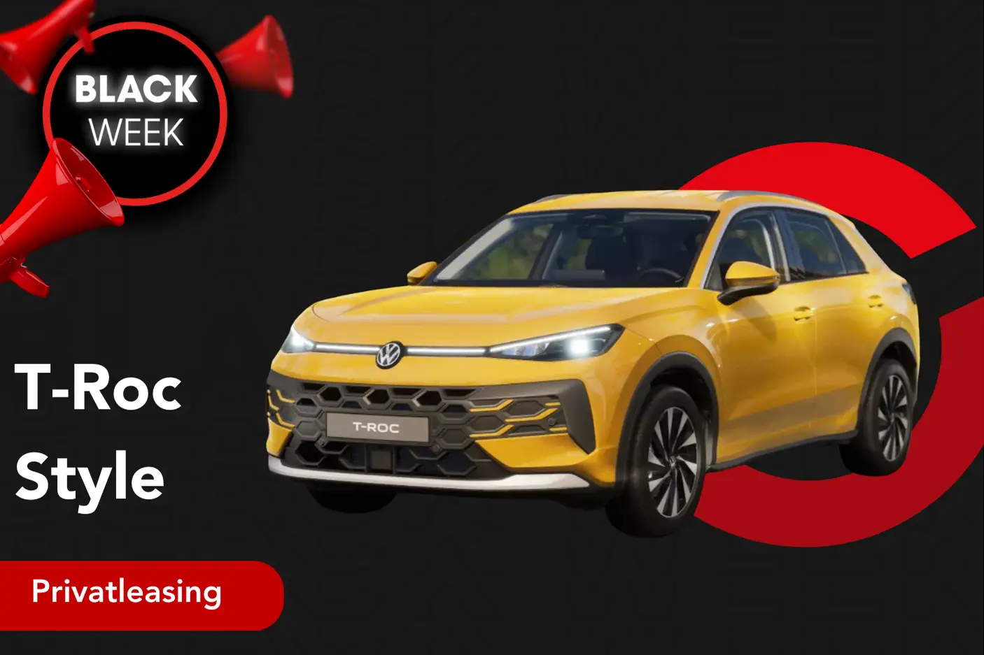 Der neue T-Roy Style in gelb von vorne - Angebotsbild Privatleasing Black Week