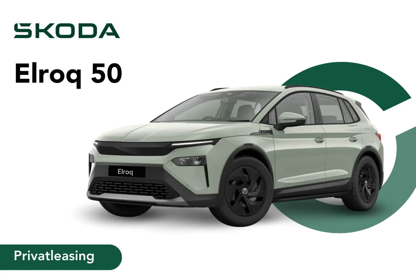 Angebotsbild für ein Privatleasing eines Škoda Elroq 50 in der Lackierung Timiano-Grün