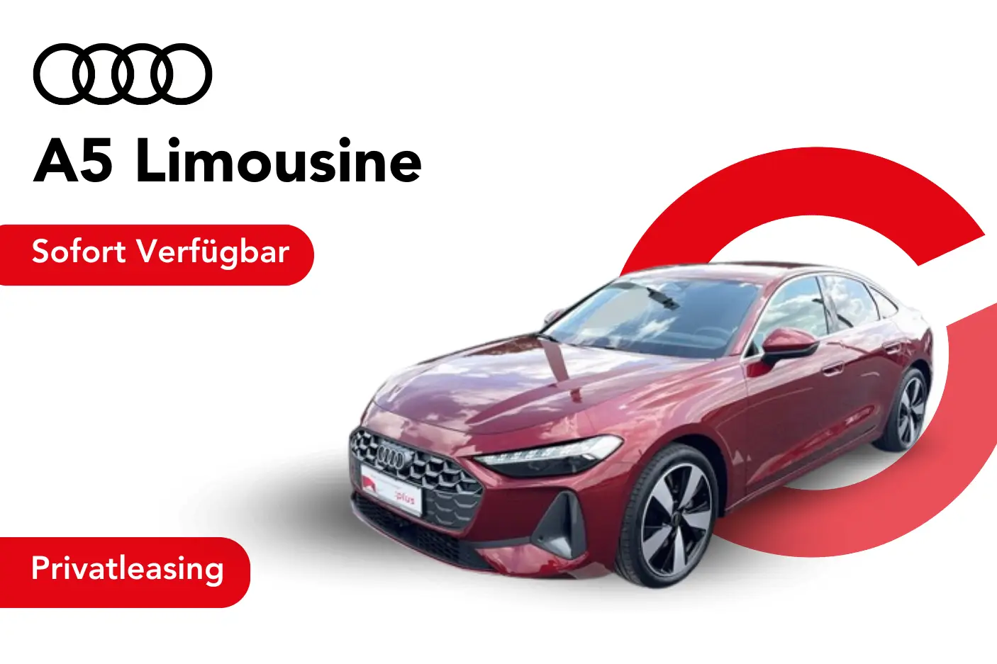 Angebotsseite Audi A5 Limousine in rot von vorne