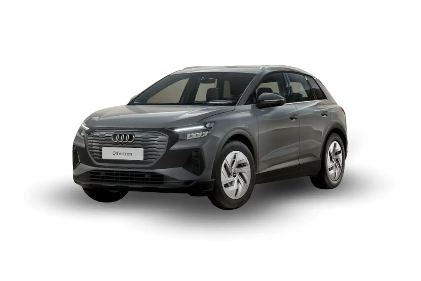 Audi Q4 E-Tron in Kieselgrau von Vorne Rechts